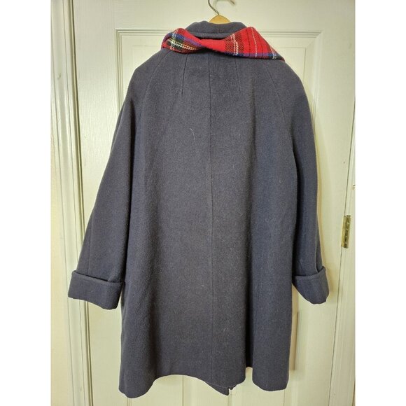 Vintage 90s Women's Abbmoor Wool Trench Long Black With Red Scarf no tag - Picture 4 of 8